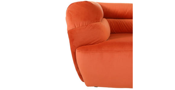 BIGSOFA Samt Orange  - Schwarz/Orange, KONVENTIONELL, Kunststoff/Textil (240/73/100cm) - Carryhome