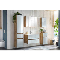 Baie 160 cm - alb/culoare lemn stejar, Konventionell, sticlă/piatră (160cm) - Held