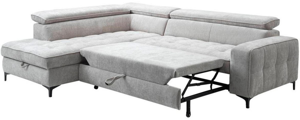 SOFFA i chenille ljusgrå  - ljusgrå/svart, Design, metall/textil (203/70-90/251cm) - Carryhome