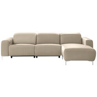 ECKSOFA Hellbraun Echtleder  - Chromfarben/Hellbraun, Design, Leder/Metall (292/177cm) - Pure Home Lifestyle