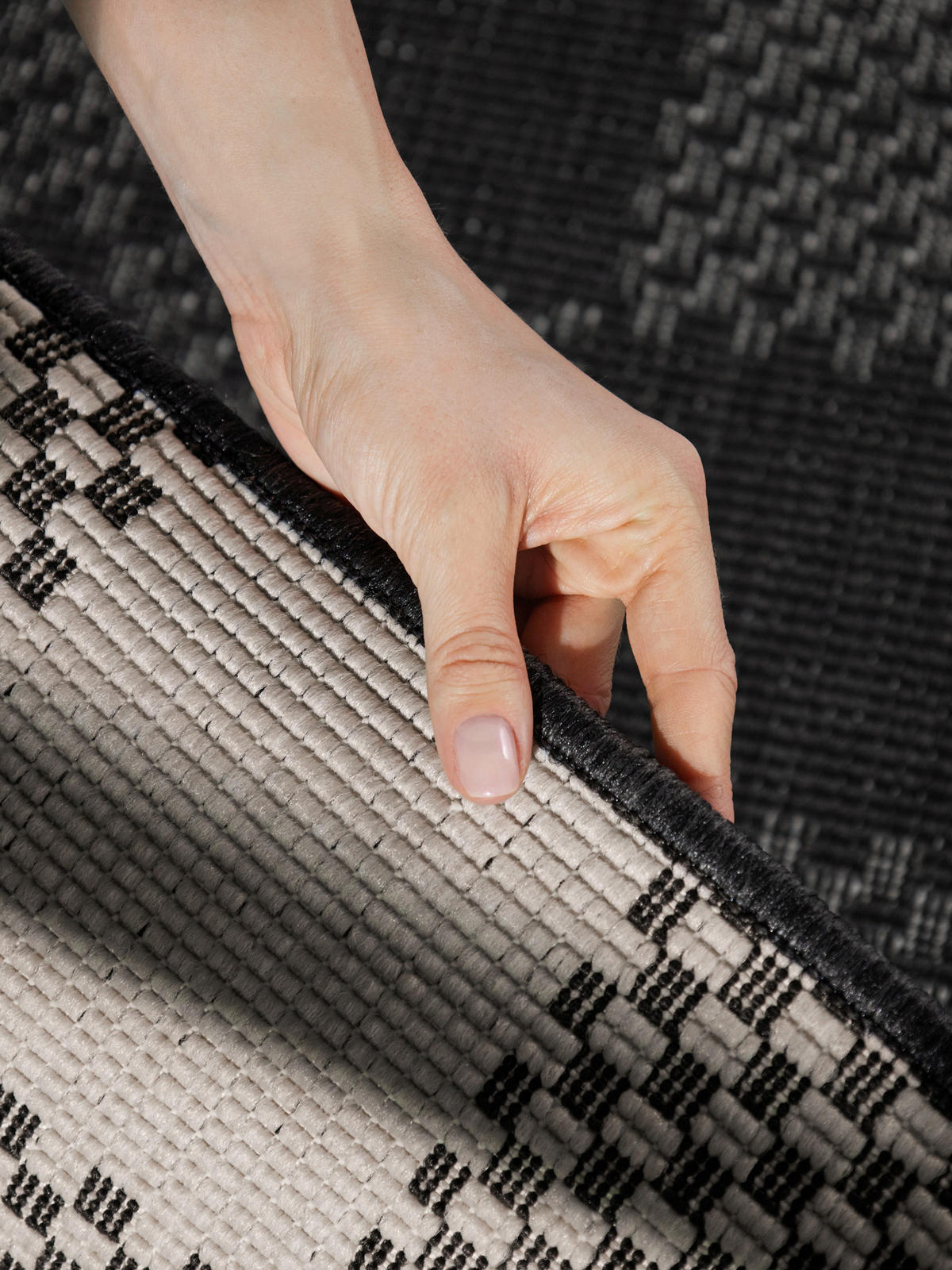 FLACHWEBETEPPICH 80/200 cm Haringey Schwarz, Weiß rechteckig  - Schwarz/Weiß, Design, Kunststoff (80/200cm)