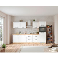 KÜCHENLEERBLOCK 300 cm   in Weiß, Eiche Wotan  - Eiche Wotan/Schwarz, LIFESTYLE, Holzwerkstoff/Metall (300cm) - Held