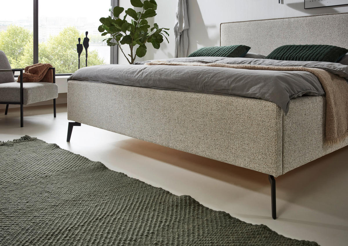 POLSTERBETT 180/200 cm  in Beige  - Beige/Schwarz, Design, Textil/Metall (180/200cm) - home24