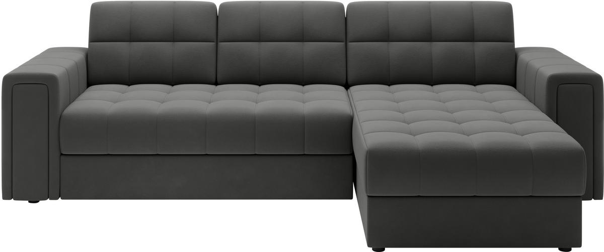 ECKSOFA Plüsch Dunkelgrau  - Dunkelgrau, Design, Kunststoff/Textil (260/150cm) - MID.YOU