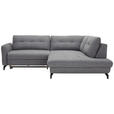 ECKSOFA in Flachgewebe, Leinenoptik Dunkelgrau  - Dunkelgrau/Schwarz, Design, Textil/Metall (247/208cm) - Xora