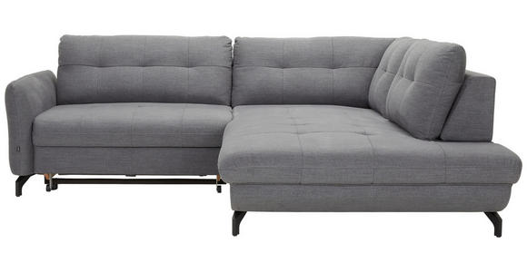 ECKSOFA in Flachgewebe, Leinenoptik Dunkelgrau  - Dunkelgrau/Schwarz, Design, Textil/Metall (247/208cm) - Xora