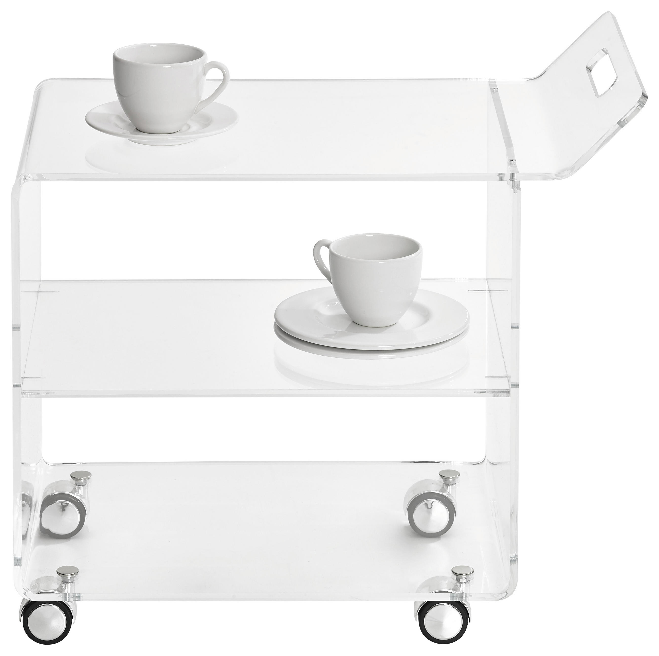 Thumbnail - Xxxl Servierwagen, Klar, Kunststoff, 63x59x38 cm, Esszimmer, Barmöbel, Barwagen