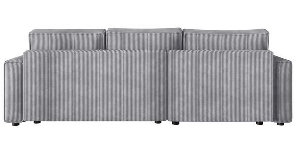 ECKSOFA Grau Cord Zierkissen, Rückenkissen, Bettkasten, Schlaffunktion, Rücken echt, Liegefläche im Originalstoff  - Schwarz/Grau, MODERN, Kunststoff/Textil (190/280cm) - Carryhome