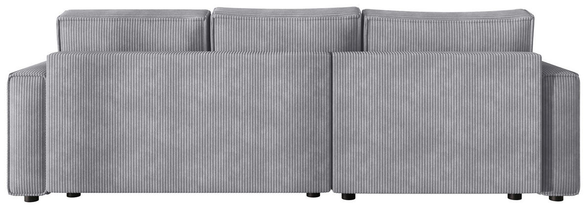 ECKSOFA Grau Cord Zierkissen, Rückenkissen, Bettkasten, Schlaffunktion, Rücken echt, Liegefläche im Originalstoff  - Schwarz/Grau, MODERN, Kunststoff/Textil (190/280cm) - Carryhome
