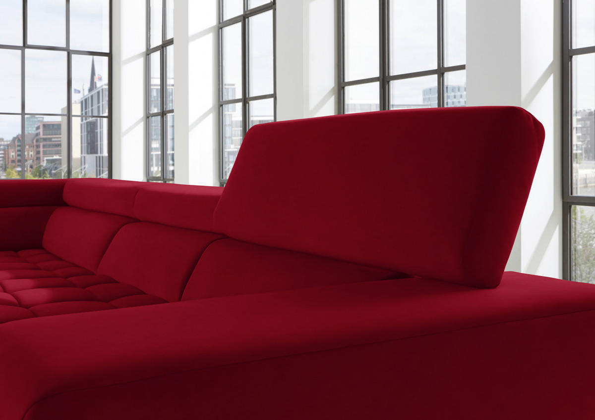 ECKSOFA in Mikrofaser Rot  326/222 cm  - Chromfarben/Rot, Design, Textil/Metall (326/222cm) - Beldomo Speed