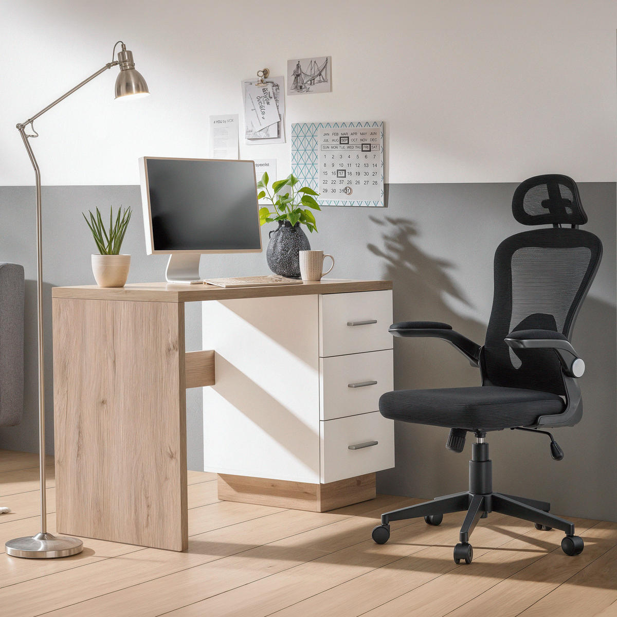 SKRIVBORD 120/50/75 cm vit, ek Wotan   - vit/ek Wotan, Modern, trämaterial/plast (120/50/75cm) - Best Price