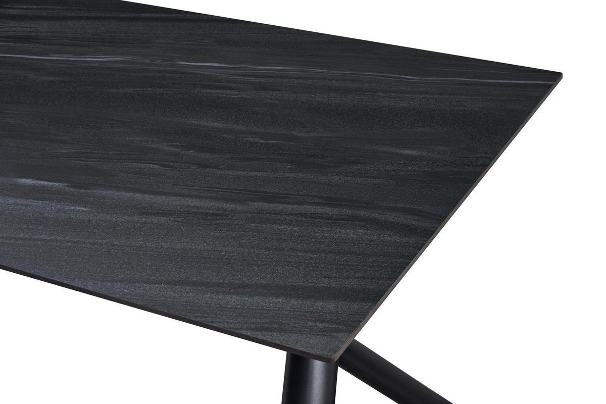 ESSTISCH 180/90/76 cm  Metall, Stein rechteckig Schwarz, Dunkelgrau  - Dunkelgrau/Schwarz, MODERN, Stein/Metall (180/90/76cm) - Livetastic