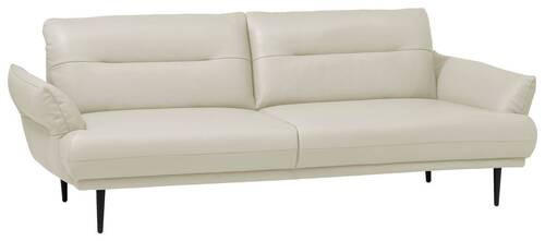 3-SITZER-SOFA Echtleder Weiß  - Schwarz/Weiß, Design, Leder/Holz (213/85/96cm) - Livetastic