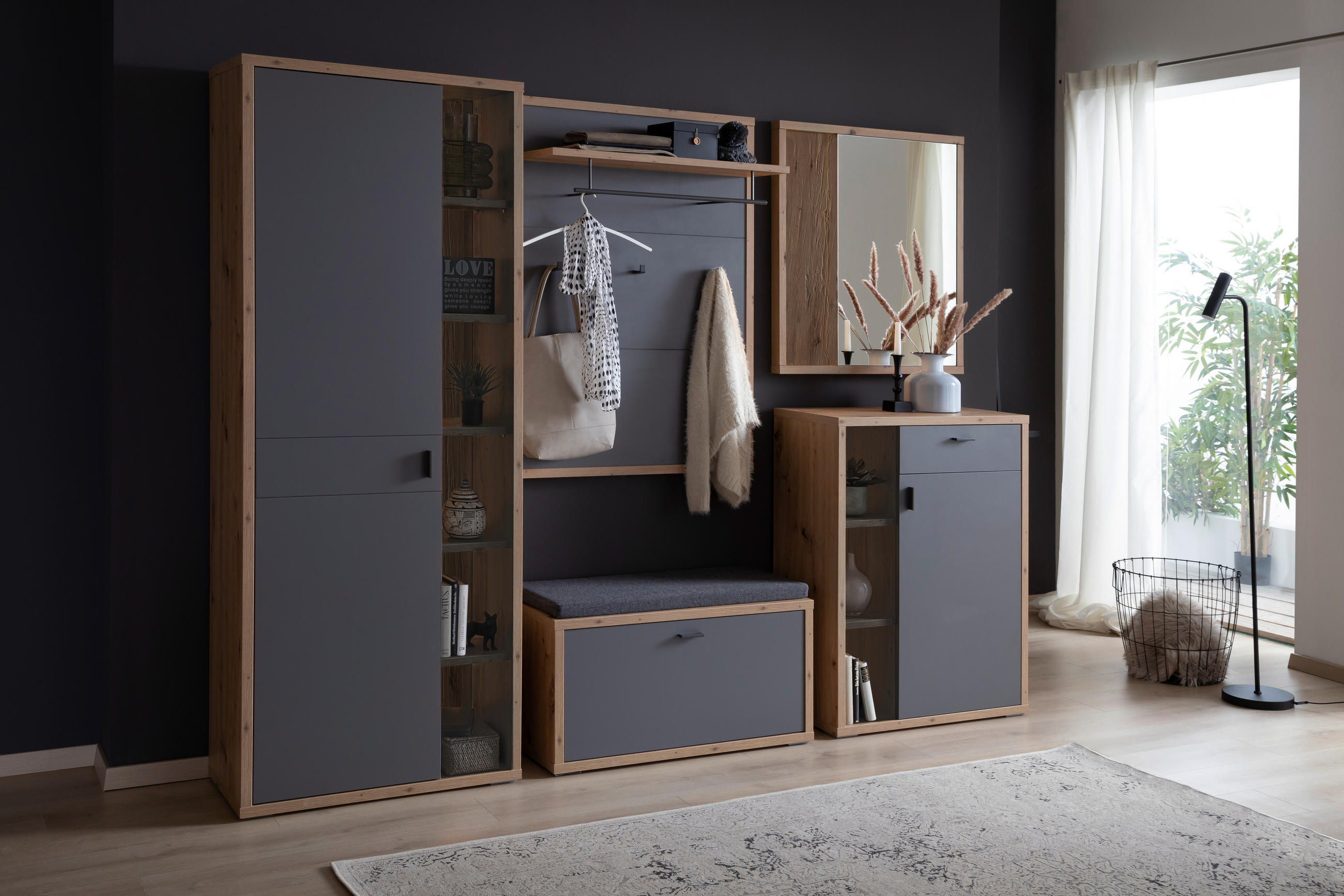 GARDEROBENPANEEL  in 86/118/32 cm  - Eichefarben/Grau, Design, Holzwerkstoff (86/118/32cm) - Xora