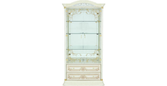 VITRINE in Beige - Beige/Goldfarben, LIFESTYLE, Glas/Holzwerkstoff (109/212/53cm) - Cantus