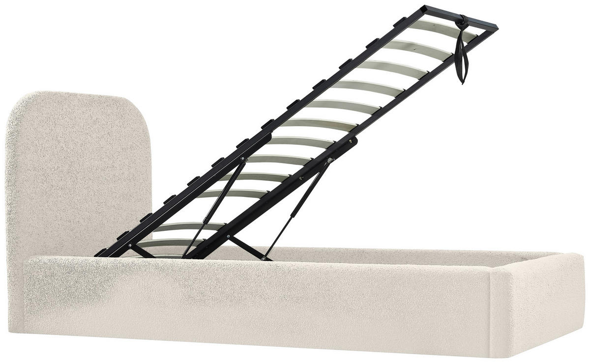 POLSTERBETT 90/200 cm,  in Creme, Lattenrost, Bettkasten,  - Creme/Schwarz, MODERN, Holz/Kunststoff (90/200cm) - Livetastic