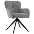ARMLEHNSTUHL  Sitzfläche 360° drehbar Webstoff  - Schwarz/Grau, Design, Textil/Metall (62/88/65cm) - Novel
