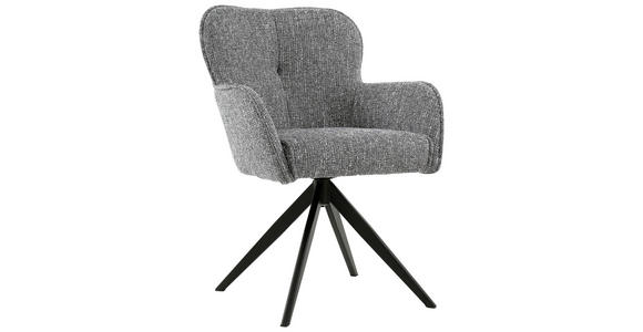 ARMLEHNSTUHL  Sitzfläche 360° drehbar Webstoff  - Schwarz/Grau, Design, Textil/Metall (62/88/65cm) - Novel