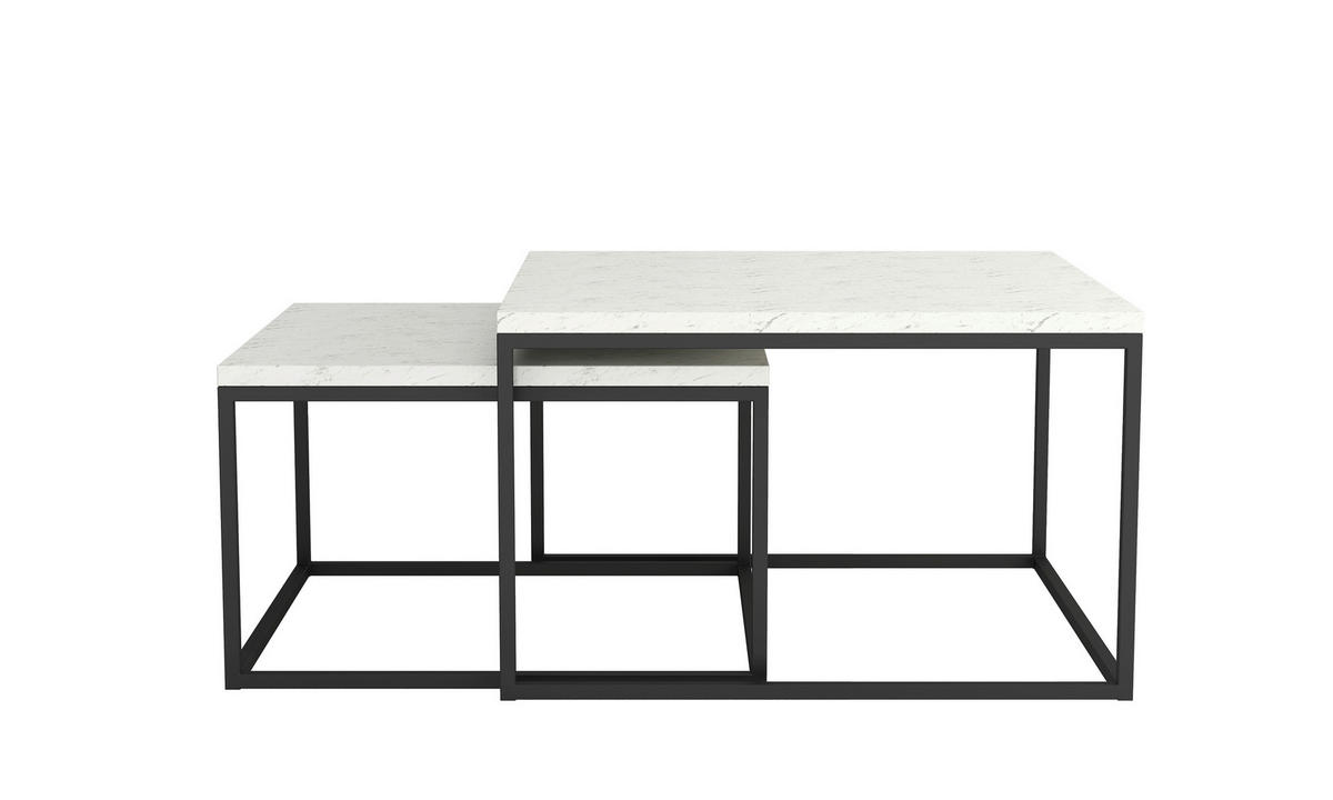 SOFFBORD SET i metall, trämaterial 76/66/76/66/47/40 cm  - vit/svart, Trend, metall/trämaterial (76/66/76/66/47/40cm) - Stylife