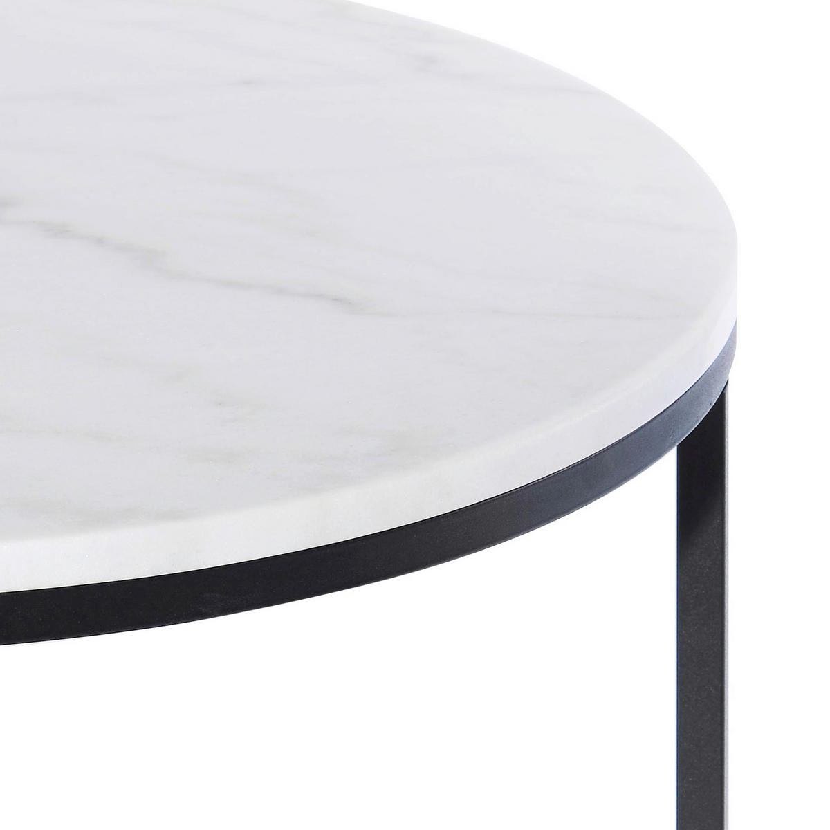COUCHTISCH 85/85/48 cm rund Schwarz, Weiß  - Schwarz/Weiß, Design, Stein/Metall (85/85/48cm) - MID.YOU