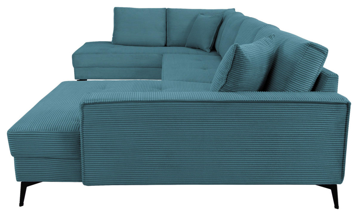 WOHNLANDSCHAFT ZERO Blau Cord  - Blau/Schwarz, Trend, Textil/Metall (195/362/173cm) - Livetastic