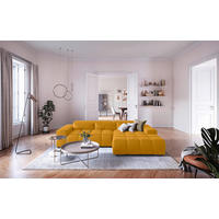ECKSOFA Currygelb Velours  - Currygelb/Silberfarben, KONVENTIONELL, Textil/Metall (307/186cm) - Livetastic