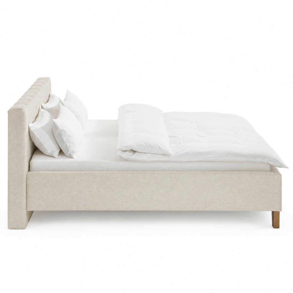 POLSTERBETT 200/200 cm,  in Creme,  - Eichefarben/Creme, MODERN, Holz/Textil (200/200cm) - MID.YOU
