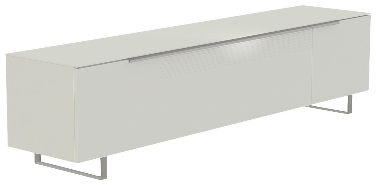 LOWBOARD  in 210/51/45 cm  - Weiss/Alufarben, Design, Glas/Holzwerkstoff (210/51/45cm) - Moderano