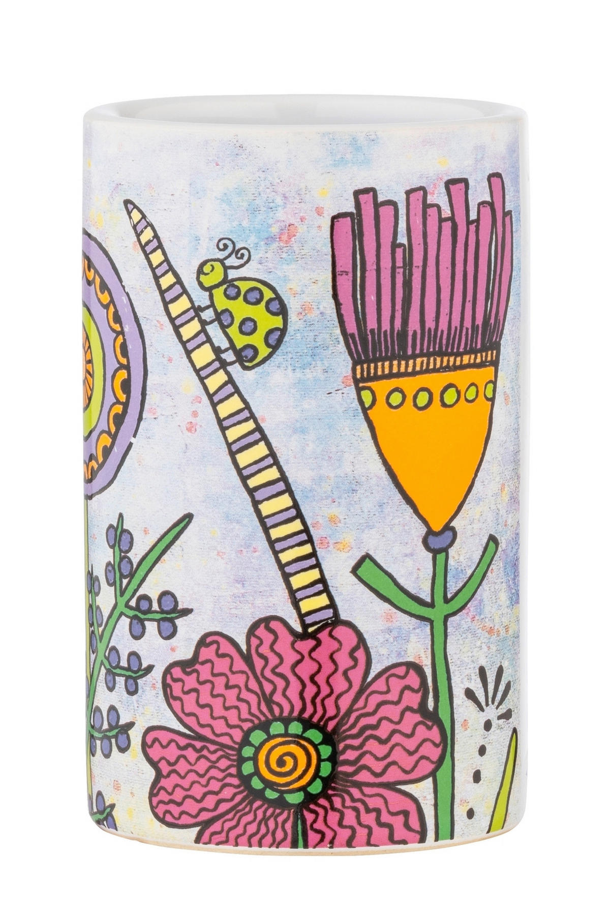 ZAHNPUTZBECHER Keramik  - Gelb/Lila, Trend, Keramik (6,5/11/6,5cm) - Wenko