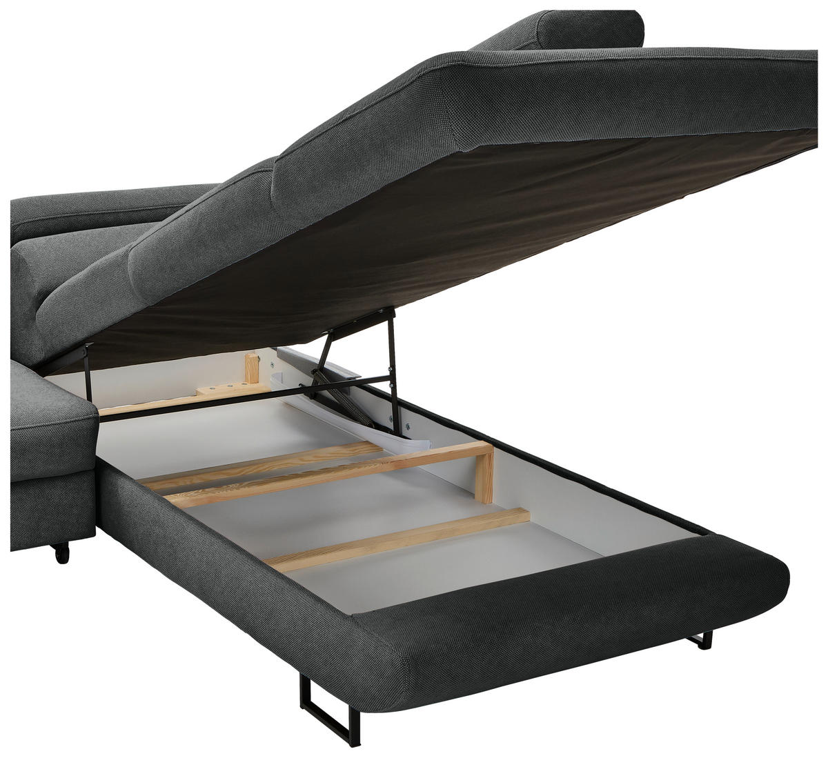 ECKSOFA in Webstoff Dunkelgrau  - Dunkelgrau/Schwarz, Design, Textil/Metall (280/235cm) - Hom`in
