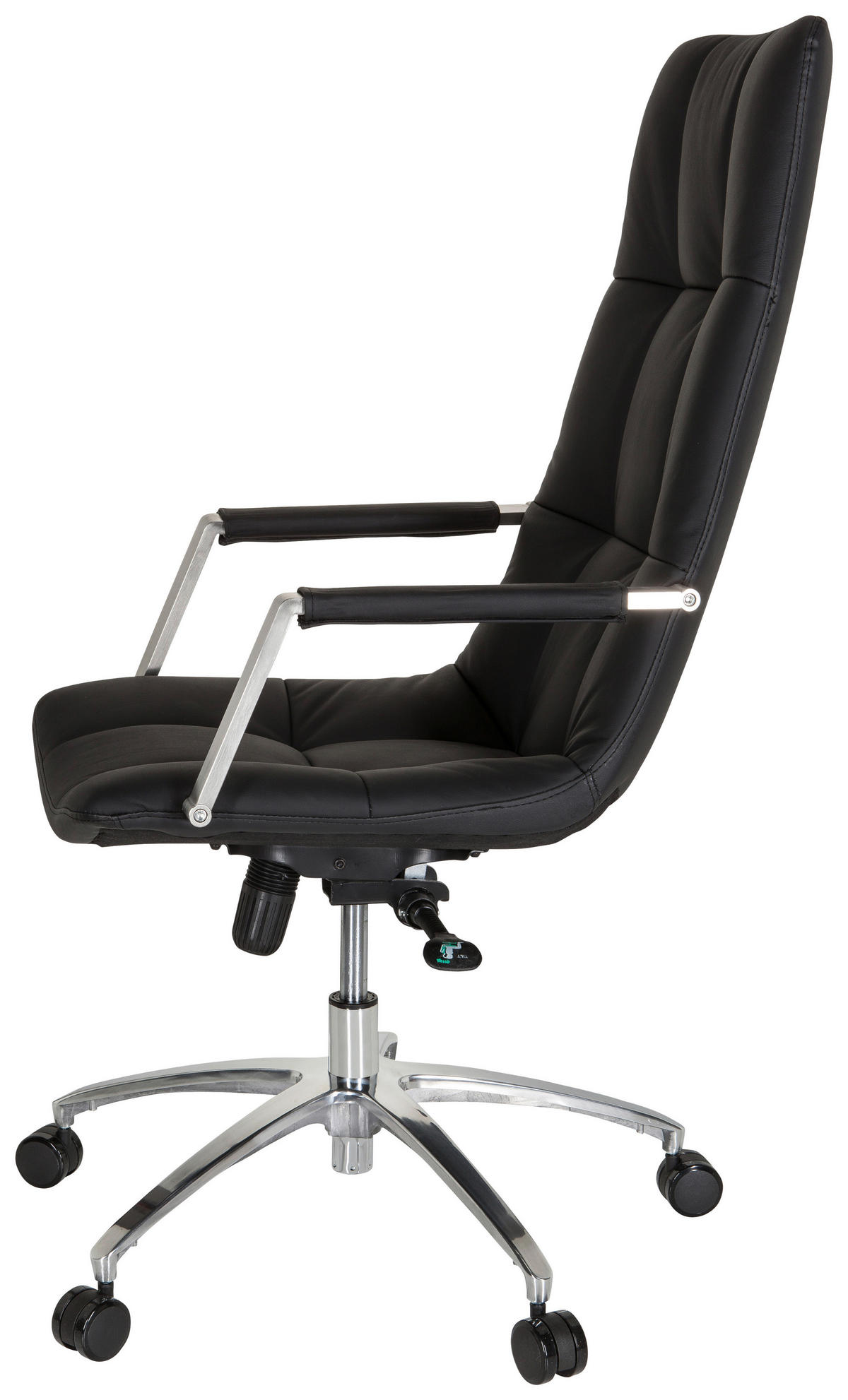 DREHSTUHL Schwarz  - Silberfarben/Schwarz, MODERN, Leder/Kunststoff (58/115/74cm) - MID.YOU