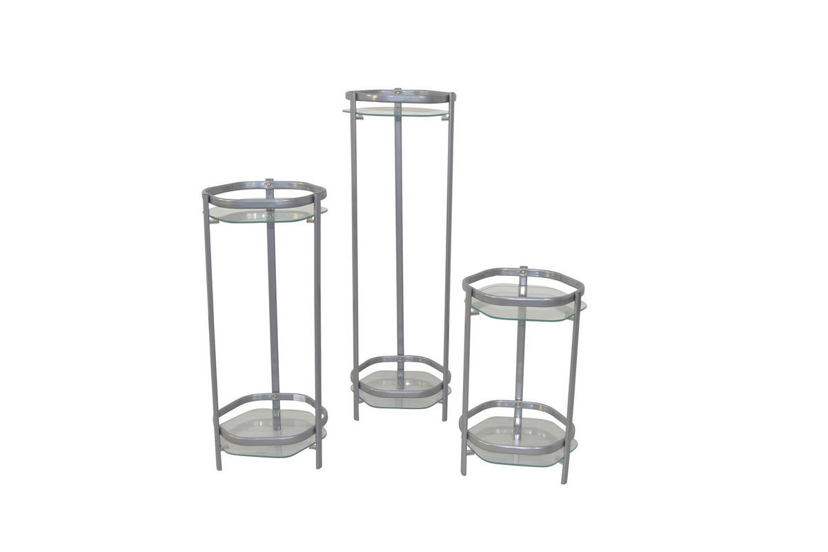 BLUMENTISCH Metall, Glas  - Alufarben, Design, Glas/Metall (28/28/86cm) - MID.YOU