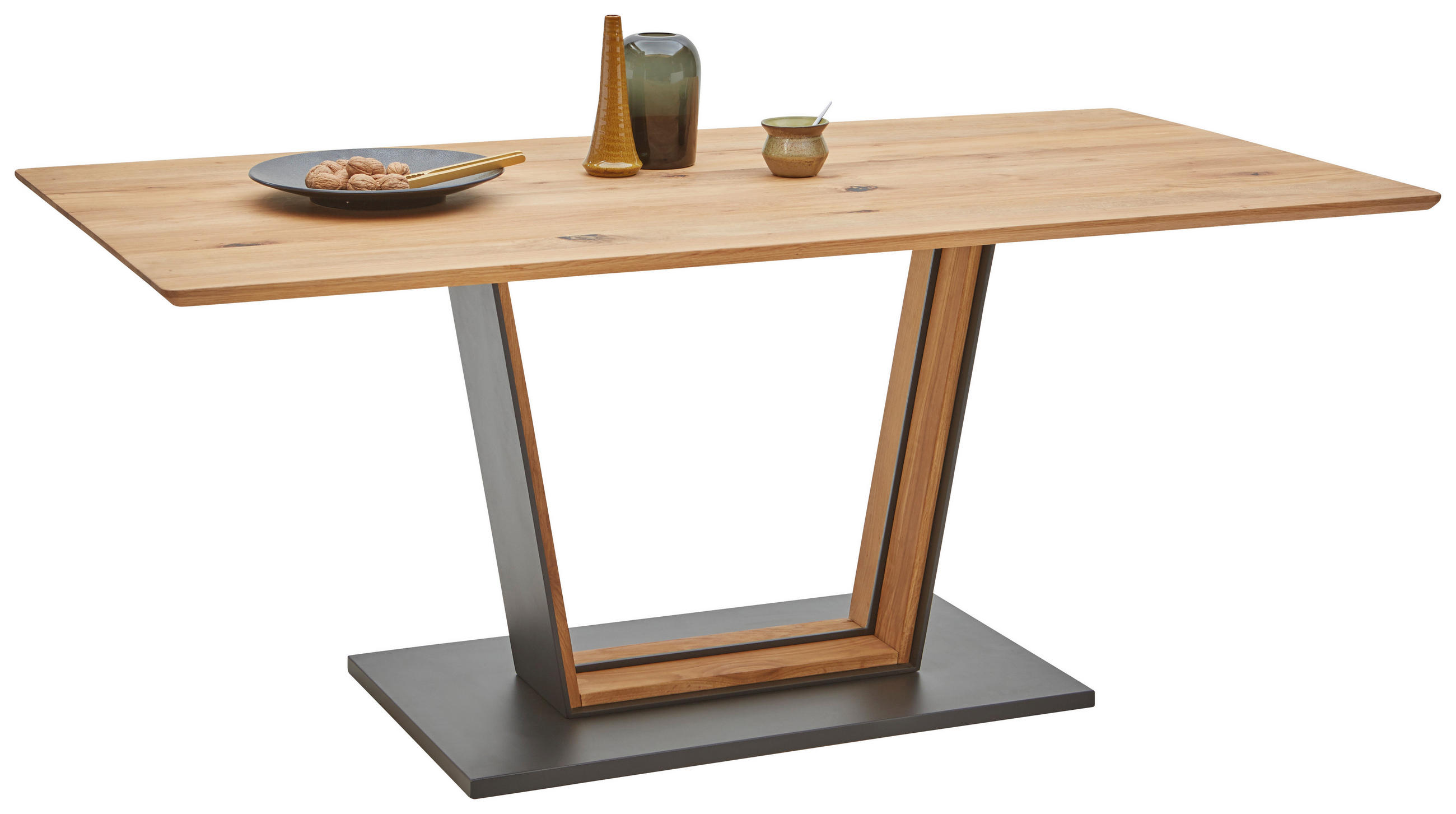 ESSTISCH in Holz, Metall 140/90/77 cm  - Eichefarben/Schwarz, Natur, Holz/Metall (140/90/77cm) - Valnatura