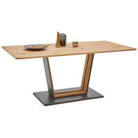 ESSTISCH Holz, Metall 140/90/77 cm  - Eichefarben/Schwarz, Natur, Holz/Metall (140/90/77cm) - Valnatura