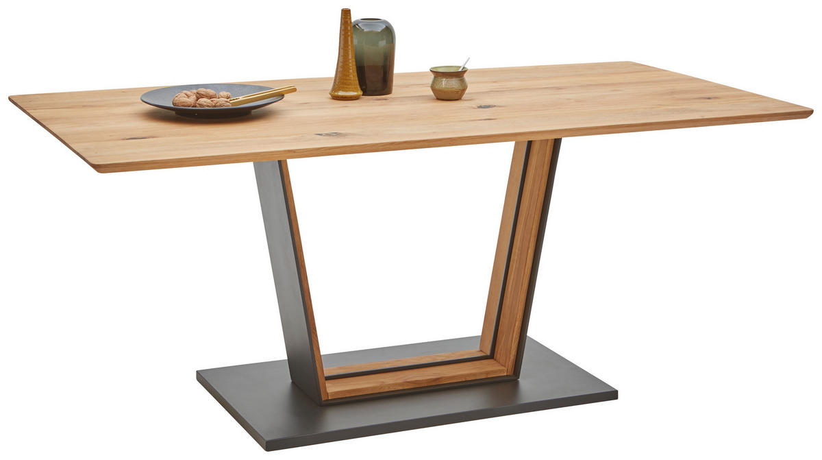 ESSTISCH Holz, Metall 140/90/77 cm  - Eichefarben/Schwarz, Natur, Holz/Metall (140/90/77cm) - Valnatura