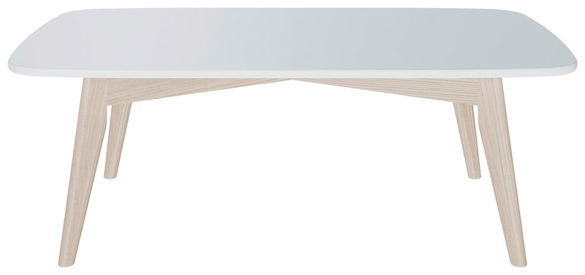 COUCHTISCH Kiefer massiv 128/68/44,5 cm rechteckig Weiß  - Weiß, KONVENTIONELL, Holz (128/68/44,5cm) - MID.YOU