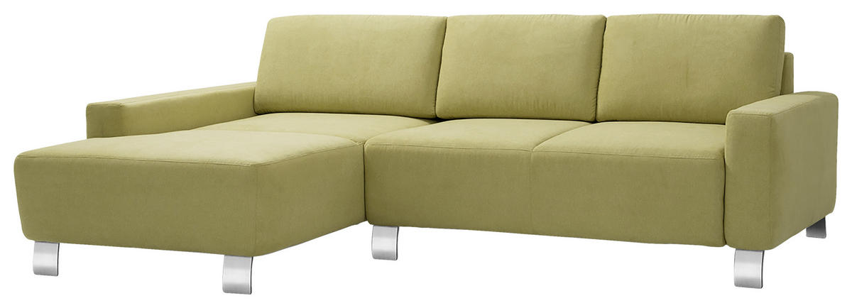 ECKSOFA in Chenille Grün  160/248 cm  - Alufarben/Grün, Design, Textil/Metall (160/248cm) - Sedda