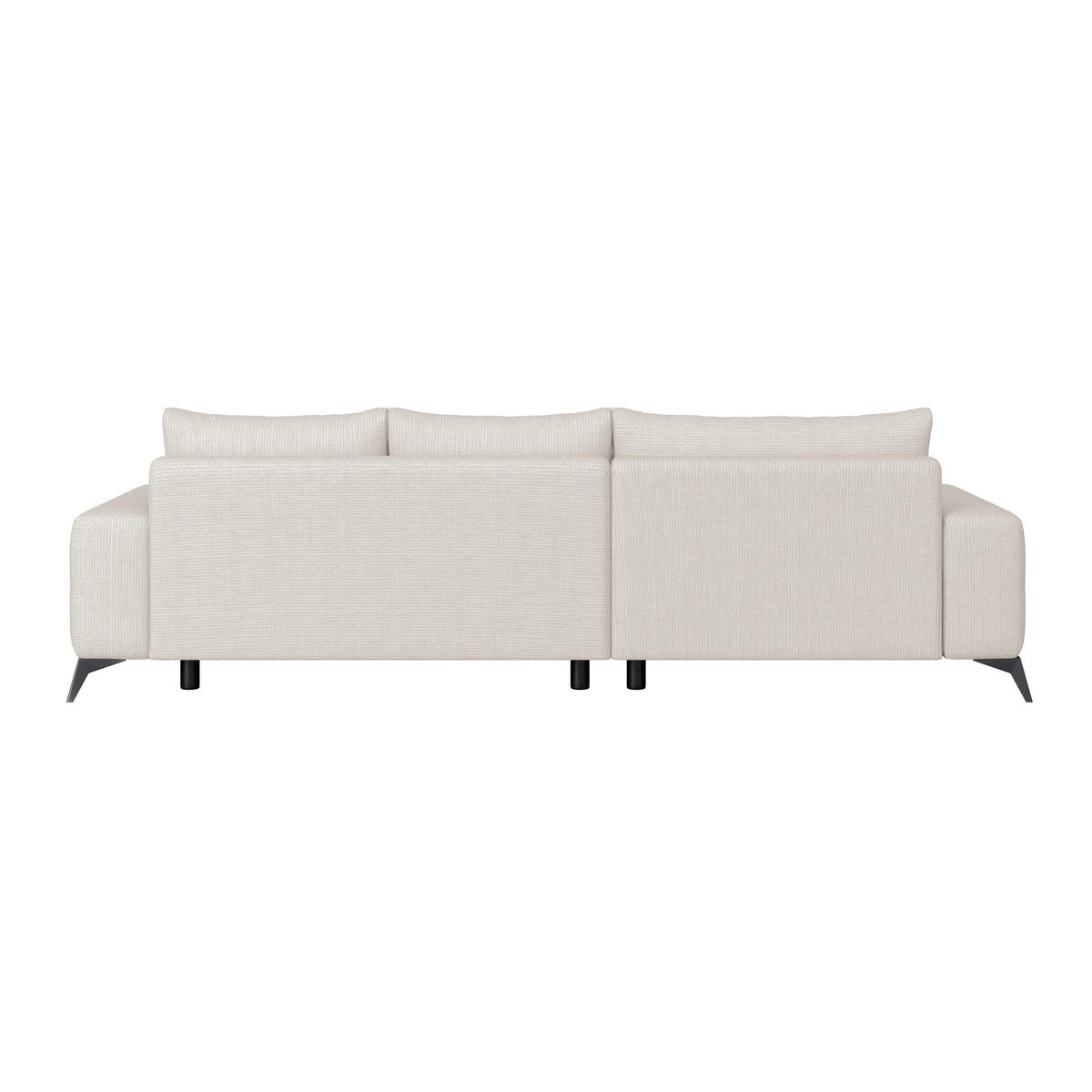 ECKSOFA MAURO Perlmutt Flachgewebe  - Perlmutt/Schwarz, Trend, Textil/Metall (175/290cm) - MID.YOU