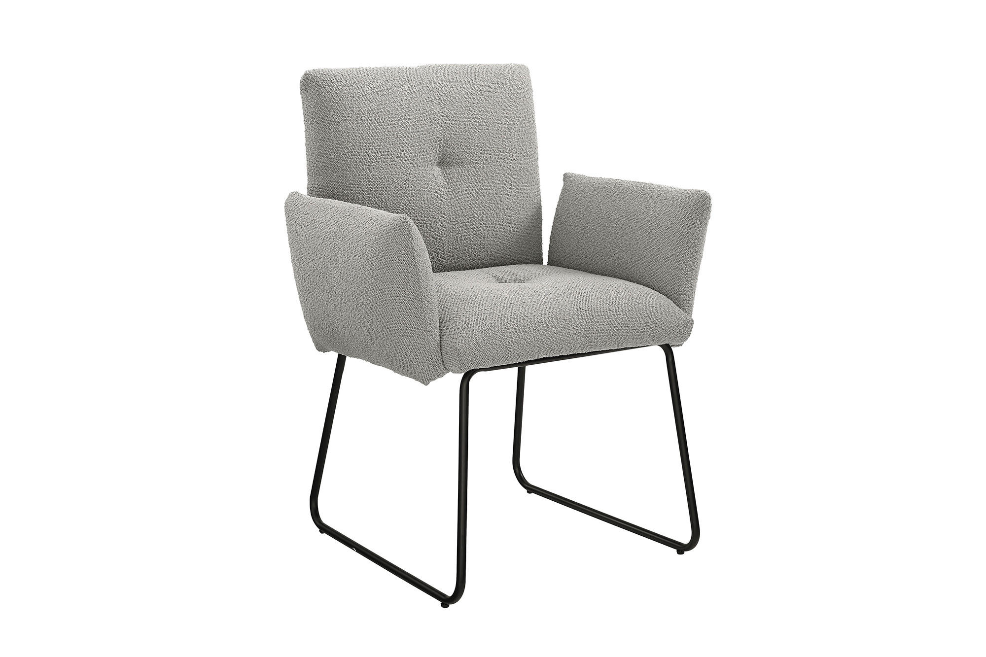 ŽIDLE S PODRUČKAMI, buklé, světle šedá - černá/světle šedá, Moderní, kov/textil (73,5/87/64,5cm) - Livetastic