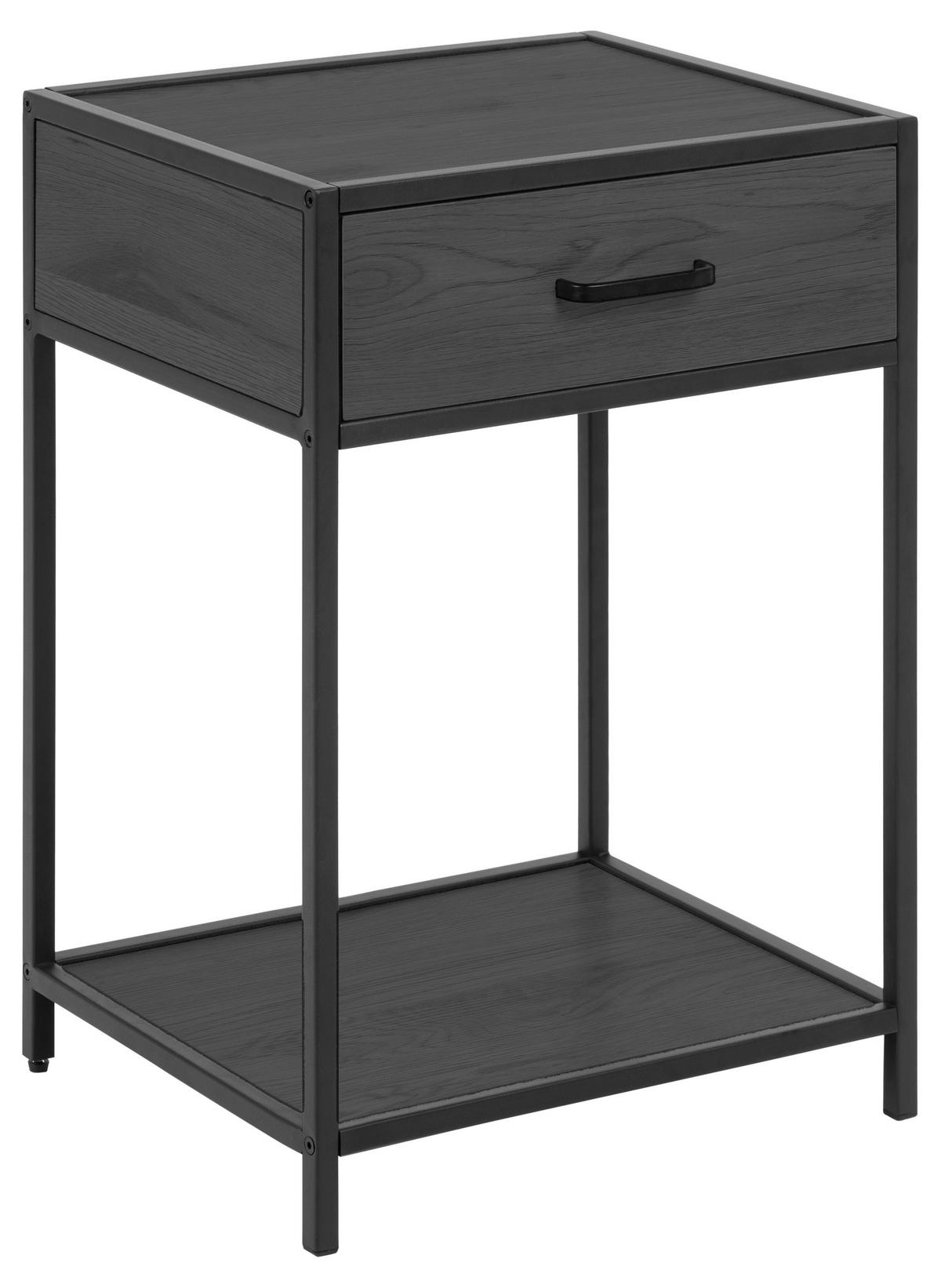 NACHTSCHRANK 42/63/35 cm  - Eschefarben/Schwarz, Design, Holzwerkstoff/Metall (42/63/35cm) - Carryhome