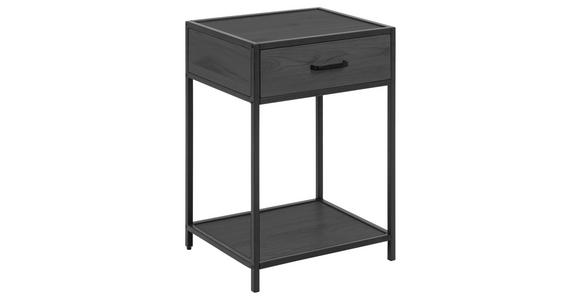 NACHTSCHRANK 42/63/35 cm  - Eschefarben/Schwarz, Design, Holzwerkstoff/Metall (42/63/35cm) - Carryhome