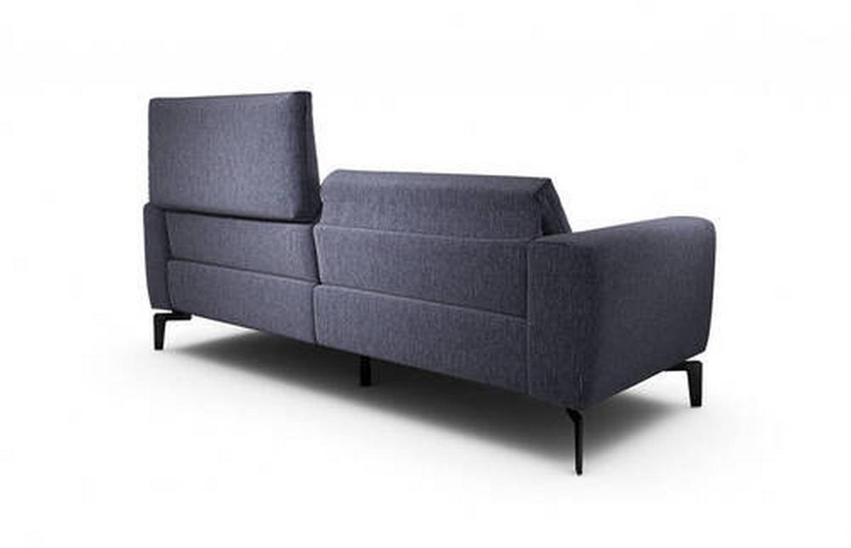 2,5-Sitzer inkl. Hocker in Chenille Blau  - Blau/Schwarz, Design, Textil/Metall (220/86/86-94cm) - SENSOO