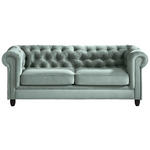 CHESTERFIELD-SOFA in Chenille Mintgrün  - Wengefarben/Mintgrün, LIFESTYLE, Holz/Textil (202/78/96cm) - Ambia Home