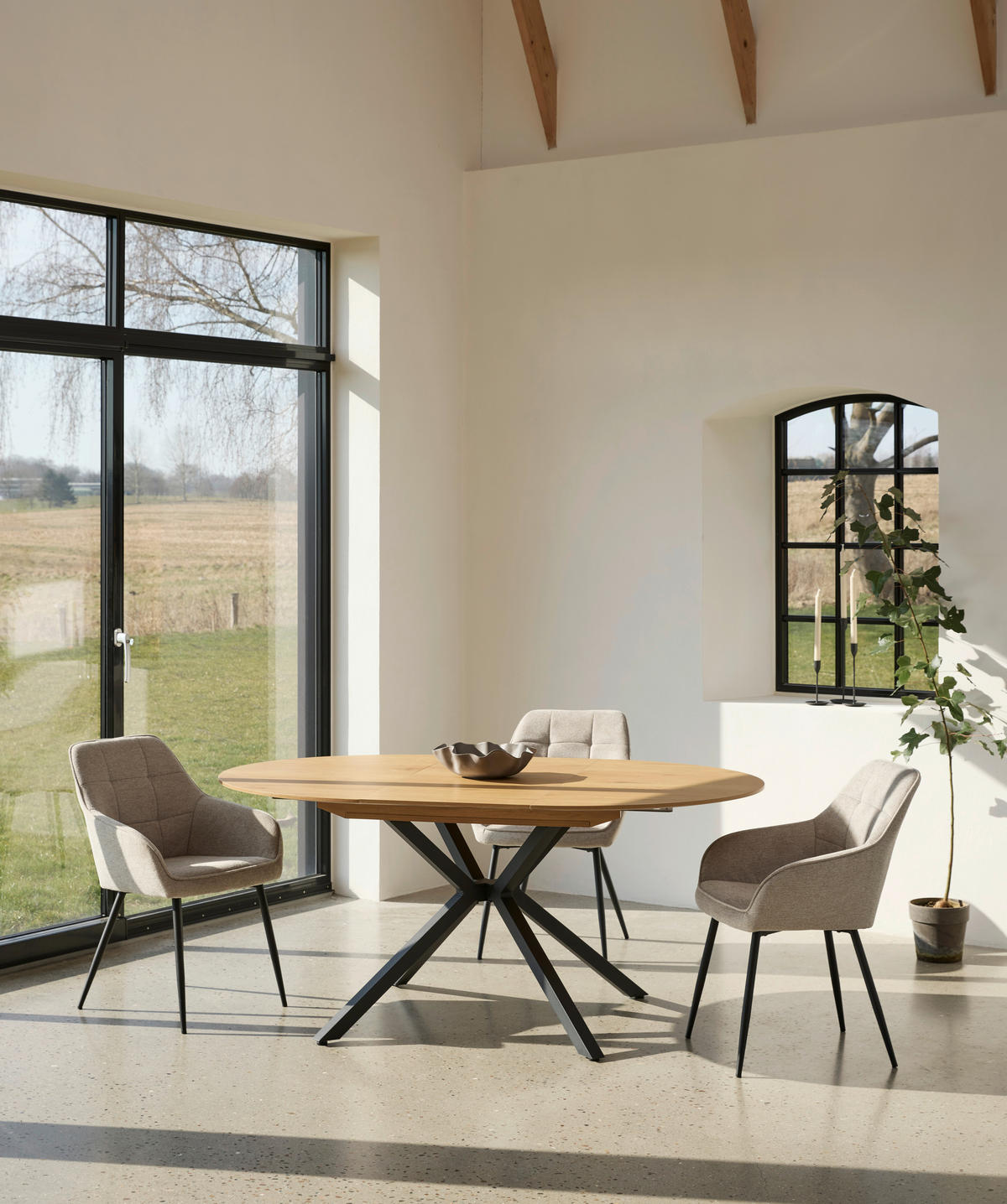 ESSTISCH in Holzwerkstoff 120/120/75 cm  - Eichefarben/Schwarz, MODERN, Holzwerkstoff/Metall (120/120/75cm) - Livetastic