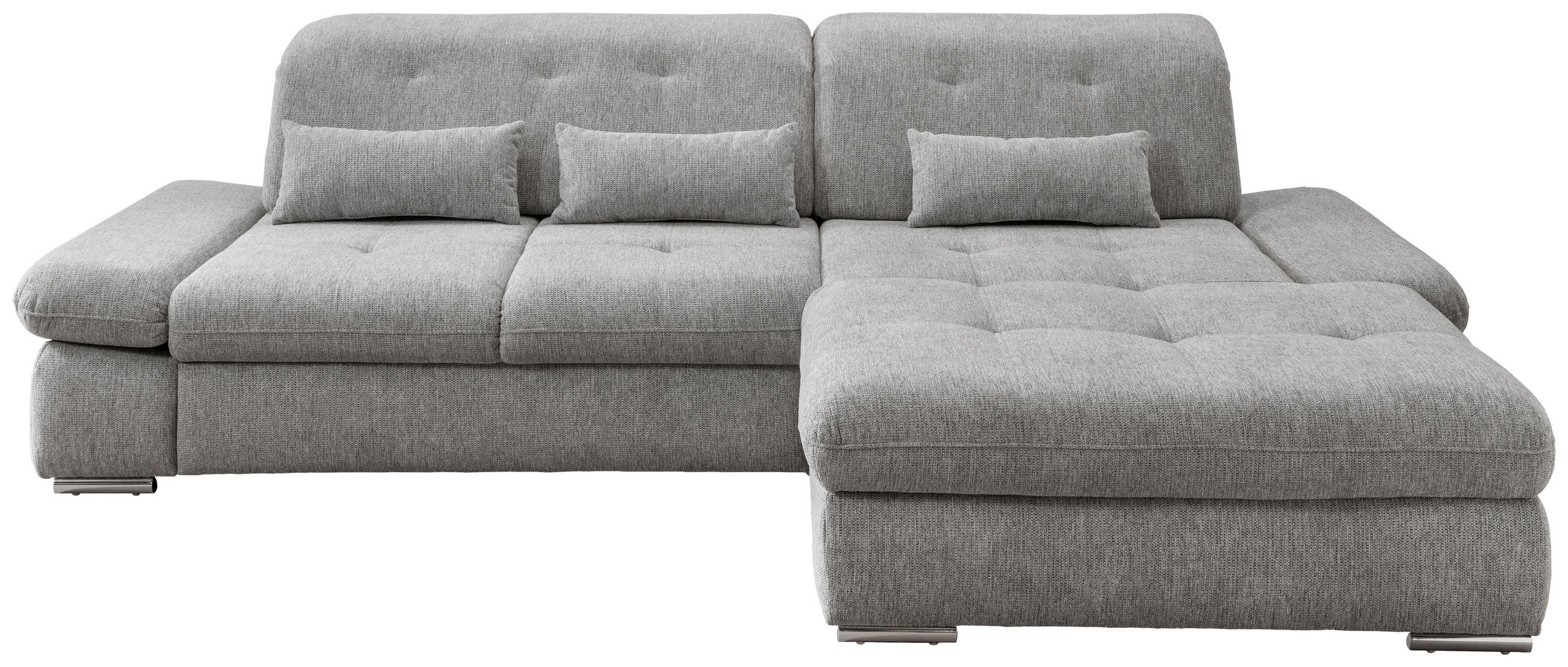 ECKSOFA in Chenille Silberfarben  - Chromfarben/Silberfarben, Design, Textil/Metall (300/196cm) - Livetastic