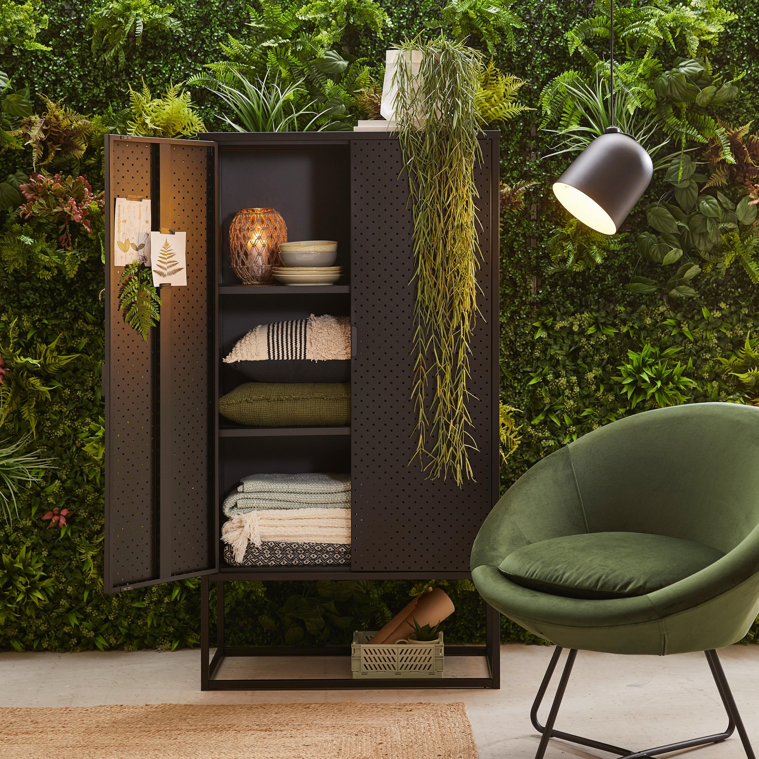 FOTOLIU velur - verde închis/negru, Trend, metal/textil (82,0/79,0/72,5cm) - Livetastic