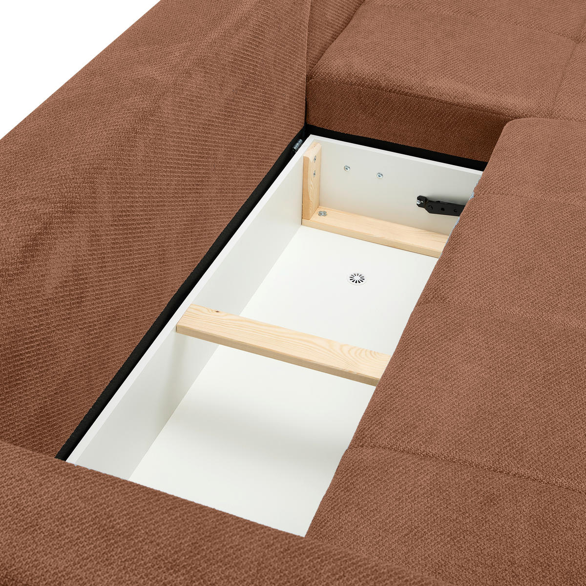ECKSOFA Dunkelorange Webstoff  - Dunkelorange/Schwarz, KONVENTIONELL, Textil/Metall (292/192cm) - Carryhome