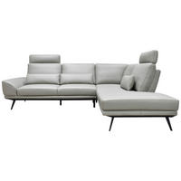 ECKSOFA Taupe Echtleder Zierkissen, Rücken echt, Kopfteilverstellung, Sitztiefenverstellung, Kopfstütze  - Taupe/Schwarz, Design, Leder/Metall (276/225cm) - Celina Home