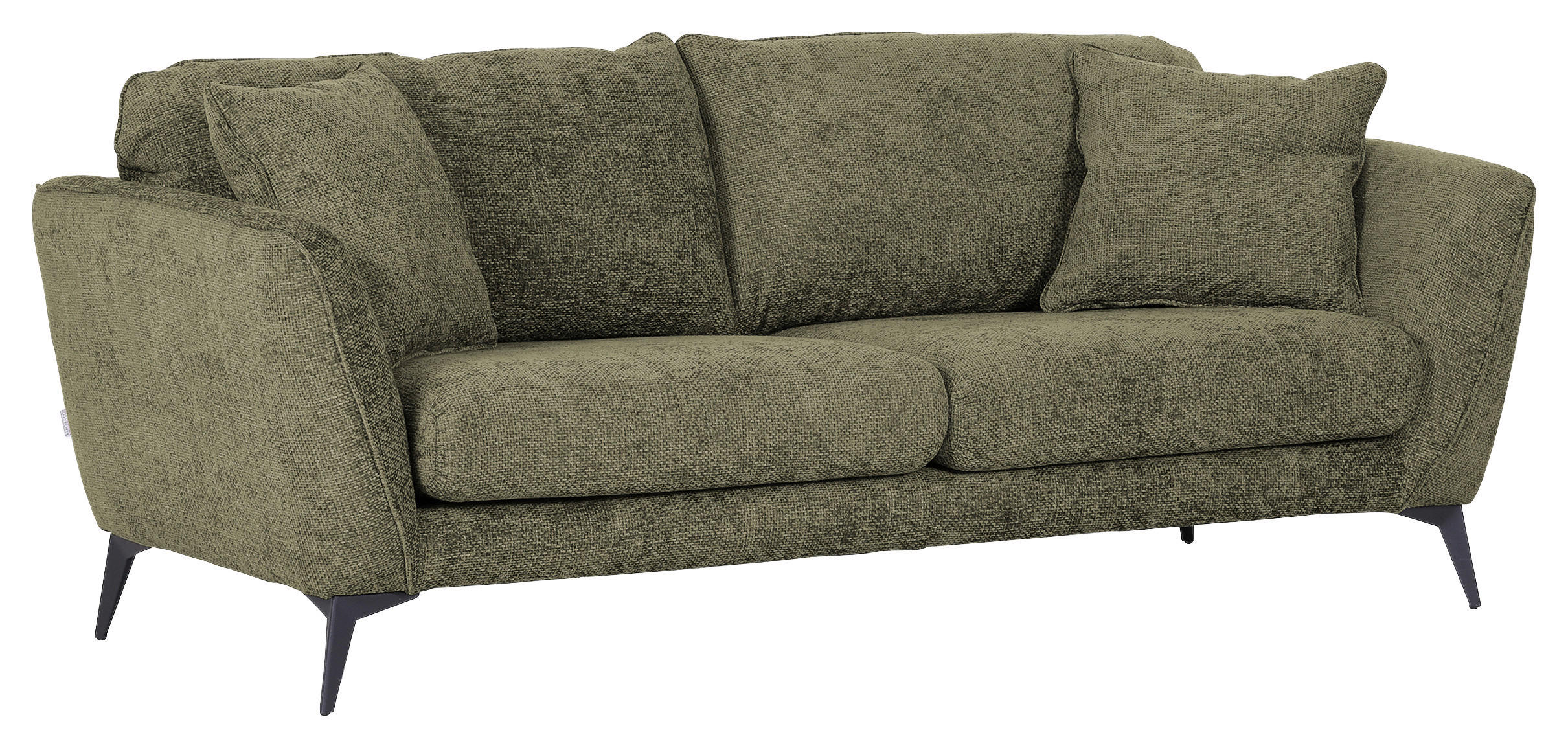 BIGSOFA in Chenille Grün  - Schwarz/Grün, KONVENTIONELL, Textil/Metall (215/70/98cm) - Carryhome