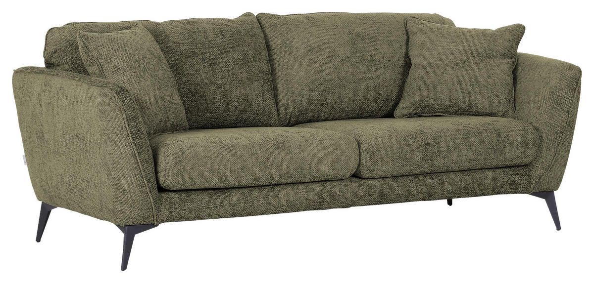 BIGSOFA in Chenille Grün  - Schwarz/Grün, Konventionell, Textil/Metall (215/70/98cm) - Carryhome